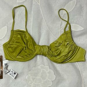 Calzedonia Olive Green Satin Women's Bikini Top